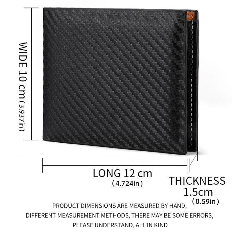 Carbon Fiber Herren Kurzgeldbörse – Slim Wallet mit Kartenfächern, Reißverschlussfach & Münzfach