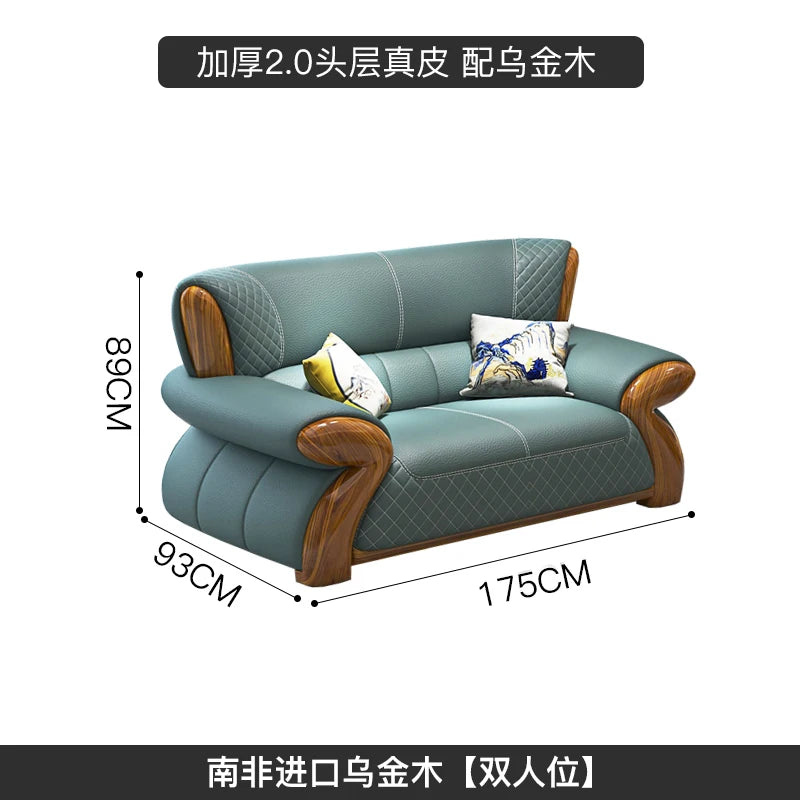Nordisches Leder-Ecksofa im minimalistischen Design – Modulares L-/U-Form Lounge-Sofa aus Echtleder mit Massivholzfüßen