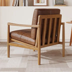 Stilvoller Leder-Loungesessel mit Massivholzgestell – Moderner & gemütlicher Einzelsessel im skandinavischen Design für Wohnzimmer