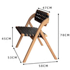 MOMO Retro Esszimmerstuhl aus Massivholz & Sattelleder – Klappbarer Designerstuhl im Wabi-Sabi Stil aus Eiche