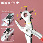 Professionelle Leder Lochzange 9 Zoll – Drehbare Gürtel-Lochzange mit 6 Lochgrößen für Leder & Riemen