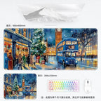 Weihnachtliche XXL PU Leder Schreibtischunterlage - Alfombrilla de ratón con dibujos animados Kawaii para ordenador, teclado y portátil 