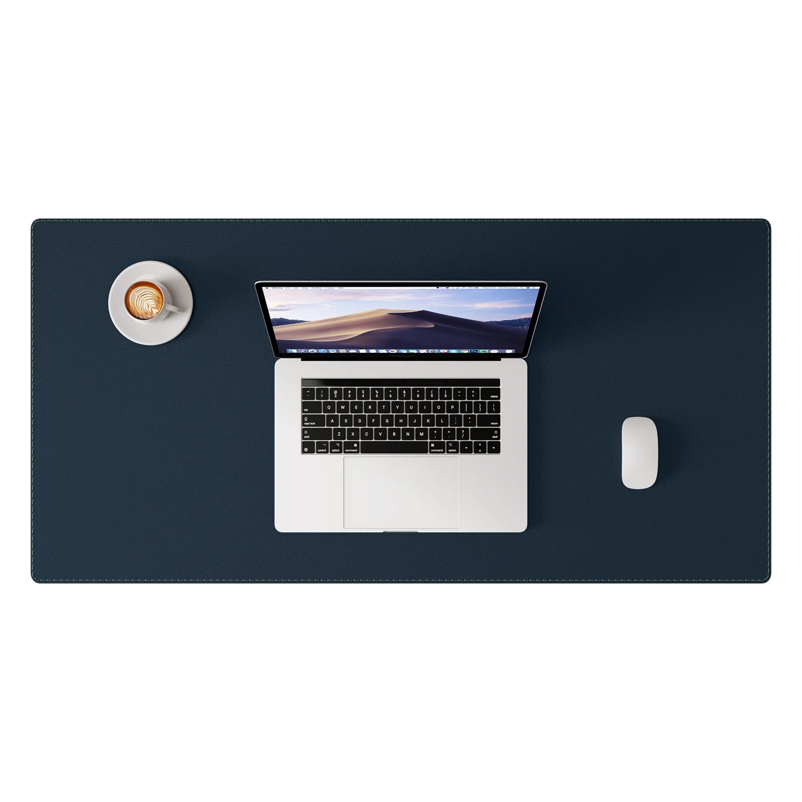 Große Leder Schreibtischunterlage mit genähten Kanten – Rutschfeste PU Leder Desk Mat & Mousepad für Büro, Homeoffice & Schule