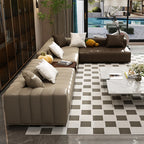 Luxus Lounge Sofa aus Echtleder im nordischen Stil – Kompaktes Designer-Ecksofa mit High-Rebound-Polsterung für modernes Wohnen