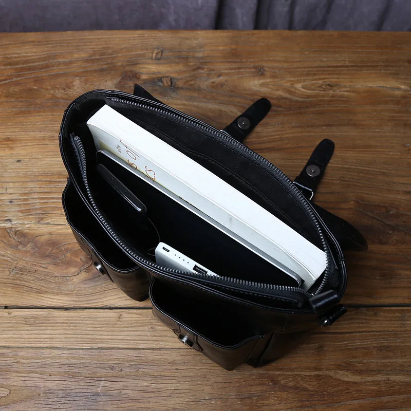 JLFGPJ Herren Leder-Umhängetasche – Top Layer Cowhide Crossbody Bag mit Reißverschluss &amp; Schnalle, Hochwertige Ledertasche