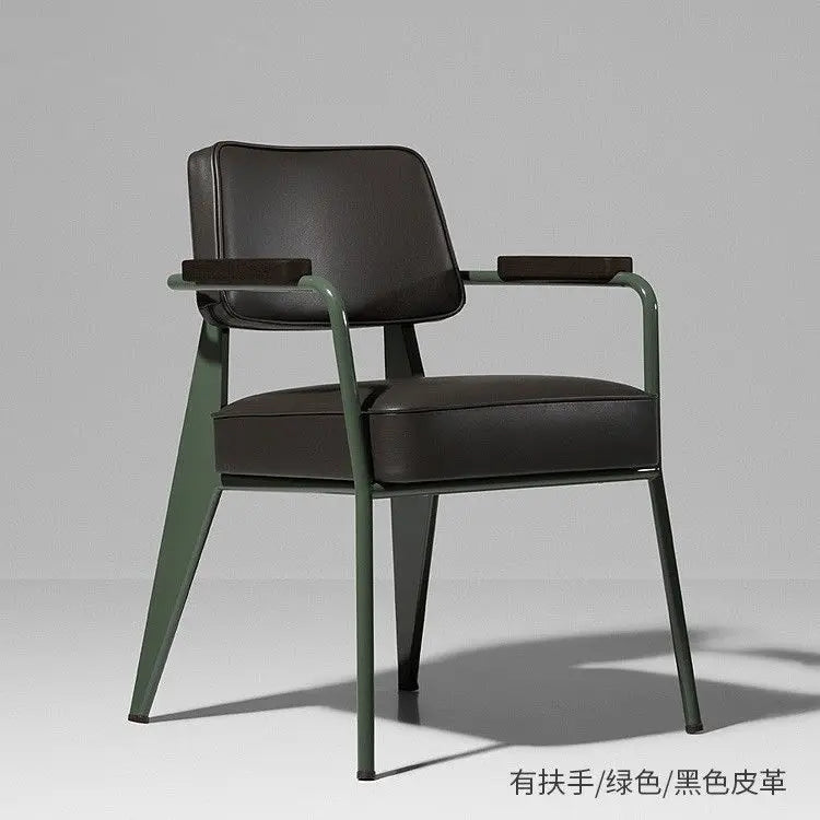 Nordischer Leder-Armchair mit Metallgestell – Vielseitiger Designerstuhl für Esszimmer, Wohnzimmer, Café & Meetingräume
