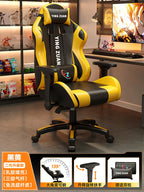 Ergonomischer Bürostuhl aus Leder mit Fußstütze & Rückenlehne – Höhenverstellbarer Drehstuhl mit Armlehnen & Rollen für Homeoffice & Büro