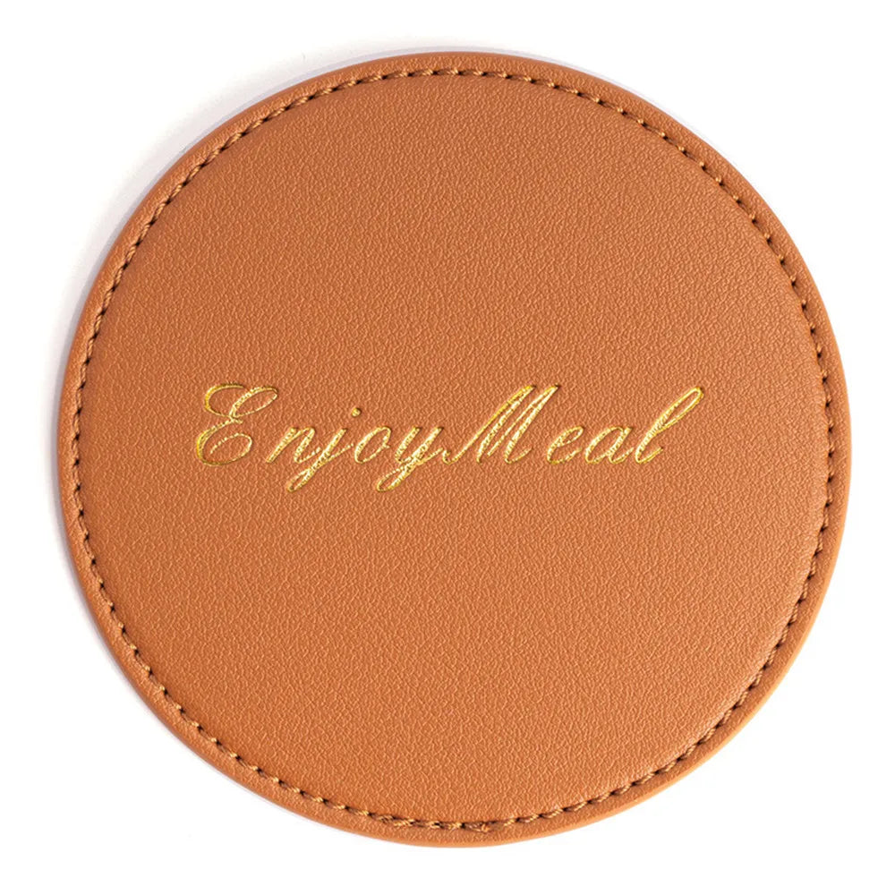 Runder Setzer aus Kunstleder – Wasserdicht &amp; Hitzebeständig | Moderner PU-Leder Getränkeuntersetzer für Tisch &amp; Zuhause 