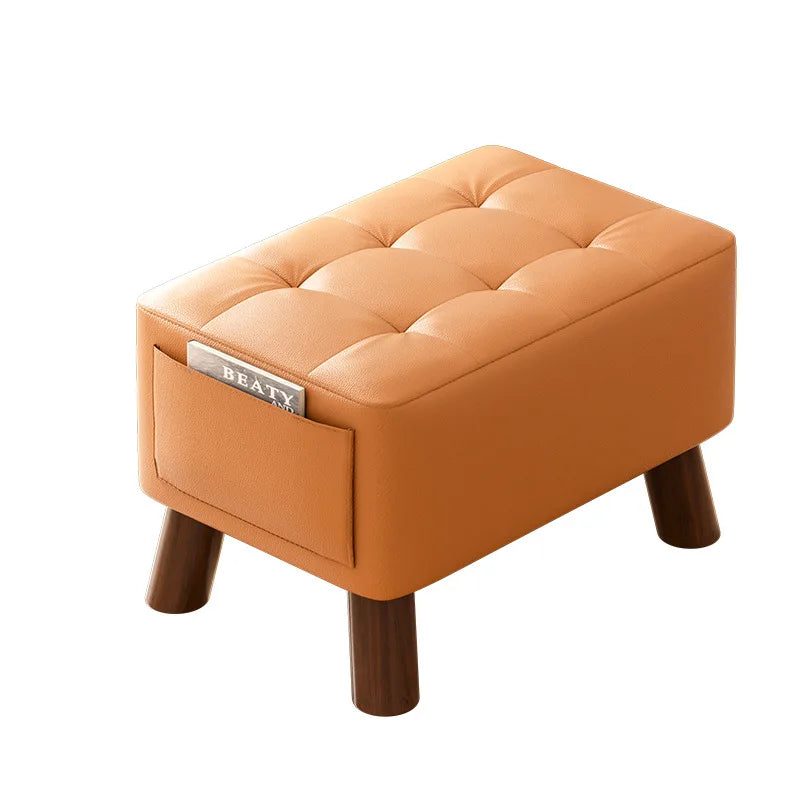Minimalistischer Leder Fußhocker – Quadratischer Sofa- &amp; Couchtischhocker aus Kunstleder, kleiner Multifunktionshocker für Wohnzimmer 