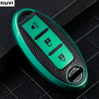 Premium Leder-TPU Autoschlüssel Hülle für Nissan & Infiniti – Robuste Key Case Cover Schale für Qashqai, X-Trail, Juke & mehr