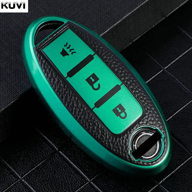 Premium Leder-TPU Autoschlüssel Hülle für Nissan & Infiniti – Robuste Key Case Cover Schale für Qashqai, X-Trail, Juke & mehr