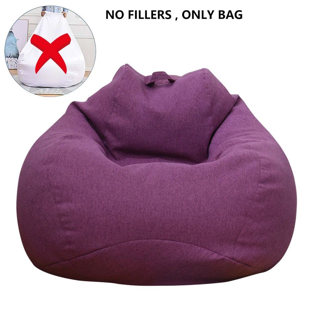 Lazy Sofa Bean Bag Bezug aus Leinenstoff – Sitzsack- &amp; Lounger-Hülle ohne Füllung für Wohnzimmer, Tatami &amp; Lounge 
