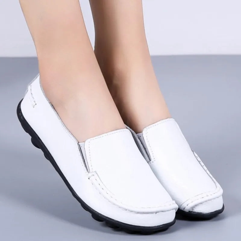 HAJINK Damen Flats 2024 – Weiche Slip-On Loafers aus echtem Leder, elegante Moccasins für Alltag & Freizeit, Plus Size