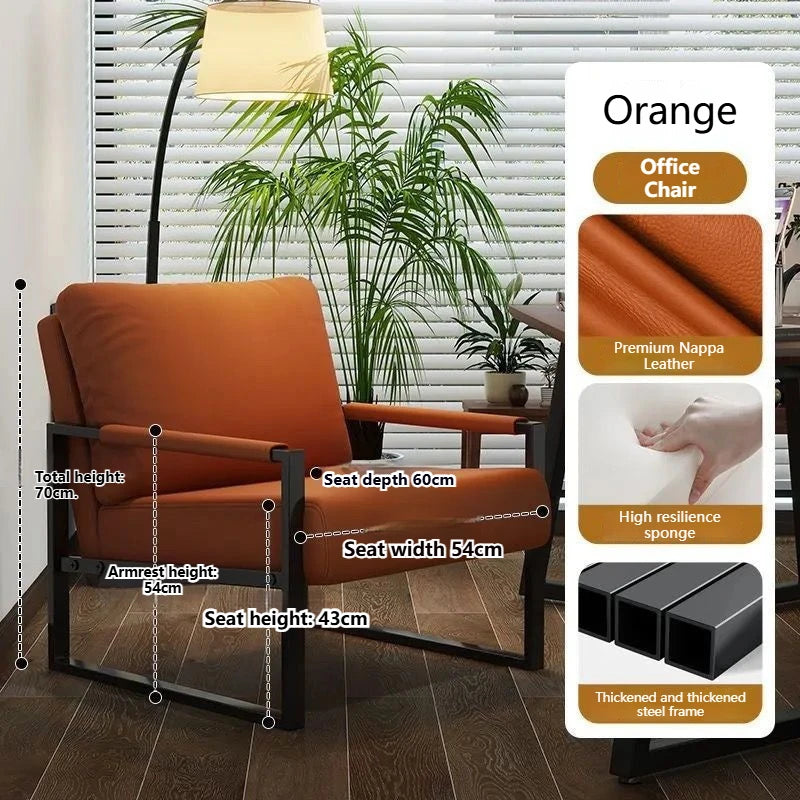 Weicher Leder Lounge Chair – Moderner Relax-Sessel mit Stahlrahmen, breiter Armchair für Wohnzimmer, Büro & Schlafzimmer