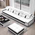 Modernes Luxus Ecksofa en Leder – Canapé multifonctionnel en forme de L, canapé d'immersion design minimaliste pour femmes de style