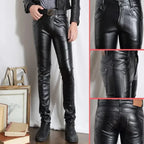 Herren Skinny Biker PU Lederhose – Slim Fit Motorrad-Hose aus Kunstleder für Club, Bühne &amp; Alltag (Ganzjahresmodell)