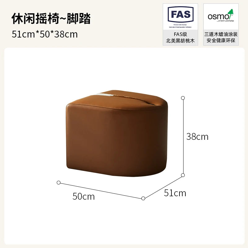 Minimalistischer Schaukelstuhl aus schwarzem Walnussholz mit Echtleder – Moderner Luxus-Relaxsessel für Wohnzimmer, Balkon & Schlafzimmer