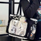 Y2K Ita Bag Damen – Sac fourre-tout transparent et bandoulière au style japonais Lolita, grand sac fourre-tout DIY Display 