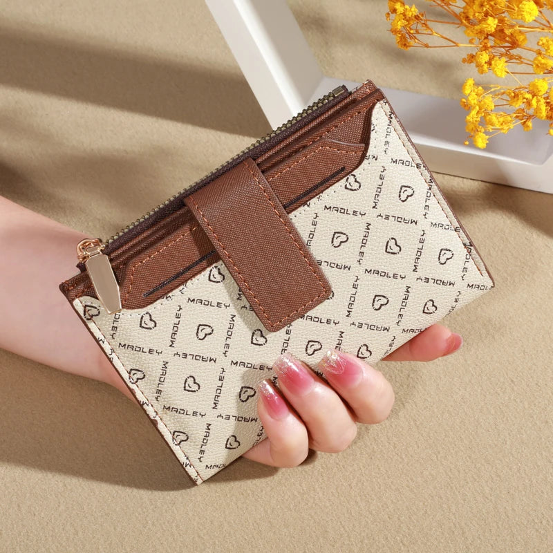 MADLEY Damen Geldbörse Vintage – Kurze Bifold Wallet aus PU-Leder mit Münzfach, Kartenhalter &amp; Reißverschluss 