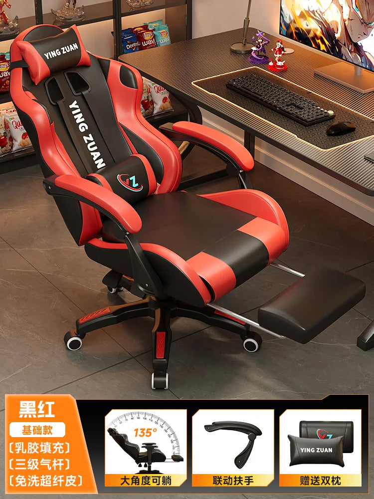 Ergonomischer Bürostuhl aus Leder mit Fußstütze & Rückenlehne – Höhenverstellbarer Drehstuhl mit Armlehnen & Rollen für Homeoffice & Büro