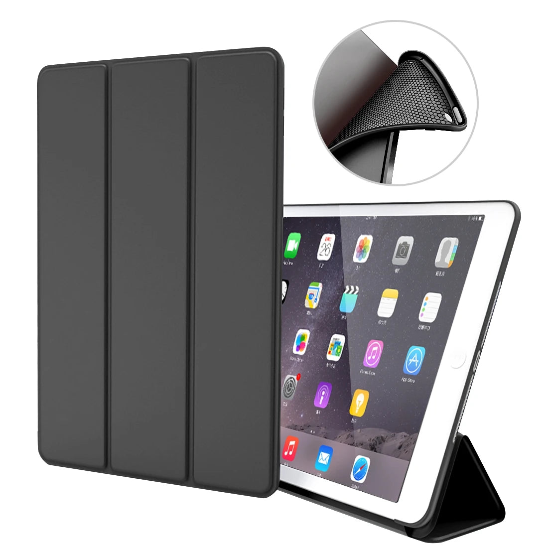 Smart Wake Lederhülle für iPad 9.7 Zoll (2017, 5. Generation) – Tri-Fold Flip Cover mit Standfunktion für A1822 & A1823