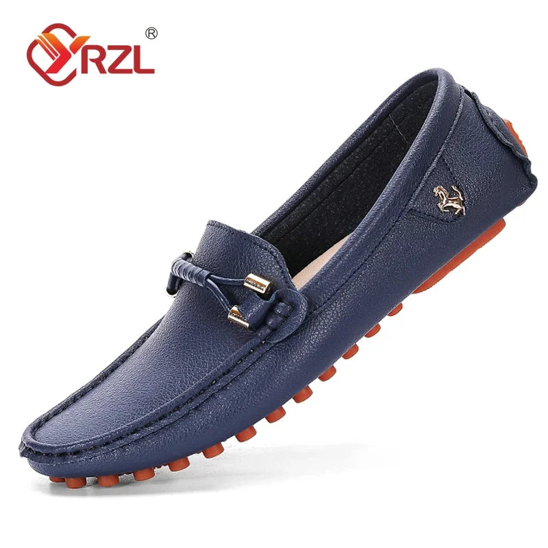 YRZL Herren Loafer Slip-On – Atmungsaktive Moccasins aus PU Leder in Weinrot, bequeme Driving Shoes bis Größe 48