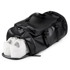 Gym Travel Backpack aus Kunstleder – Vielseitige Unisex Sport- & Reisetasche mit Schuhfach, wandelbarer Fitness Weekender & Schultertasche