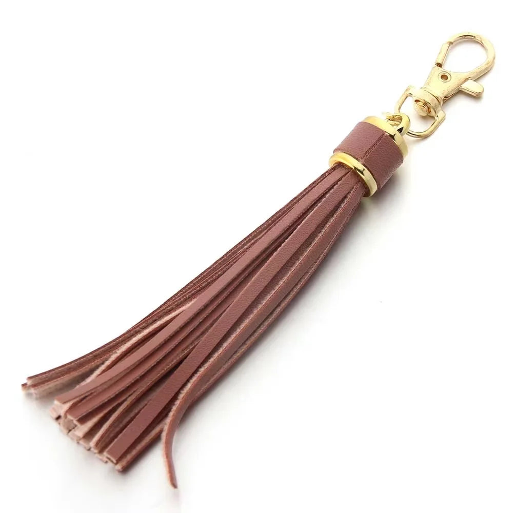 Trendiger Leder Quasten Schlüsselanhänger – Eleganter Tassel Keychain mit Karabinerhaken aus Metall für Taschen & Accessoires
