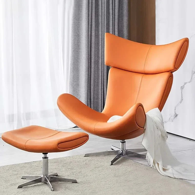 Ergonomischer Designer-Ledersessel im nordischen Stil – Moderner Relax- & Wohnzimmerstuhl mit Komfortschaum für stilvolles Wohnen