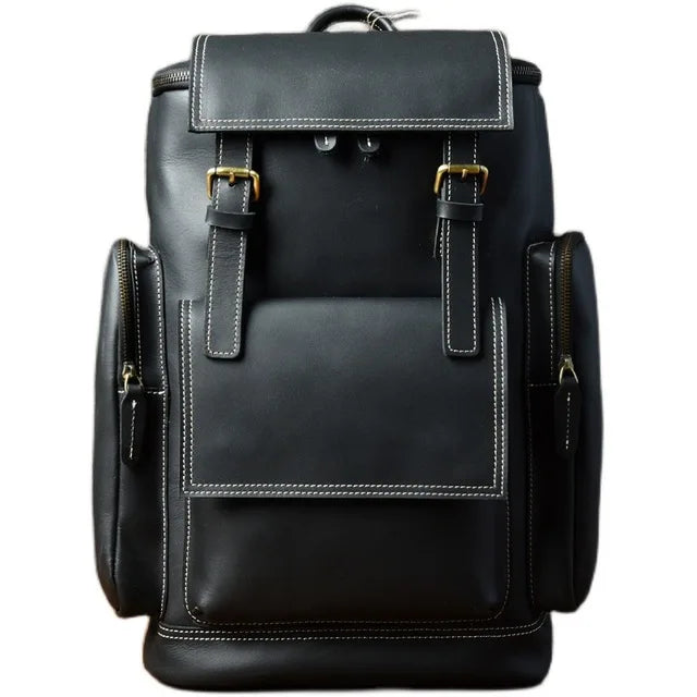 MUNUKI Vintage Crazy Horse Leder Rucksack Herren – Großer Kletter- &amp; Hiking-Rucksack aus echtem Rindsleder (Modell M-814) 