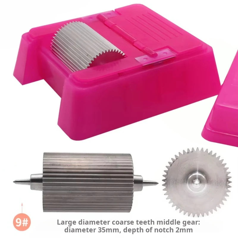 Quadratisches Lederkanten-Farbroller Set – Profi Oil Edge Box Werkzeug mit Zahnrädern für saubere Lederkanten (Rosé-Rot)