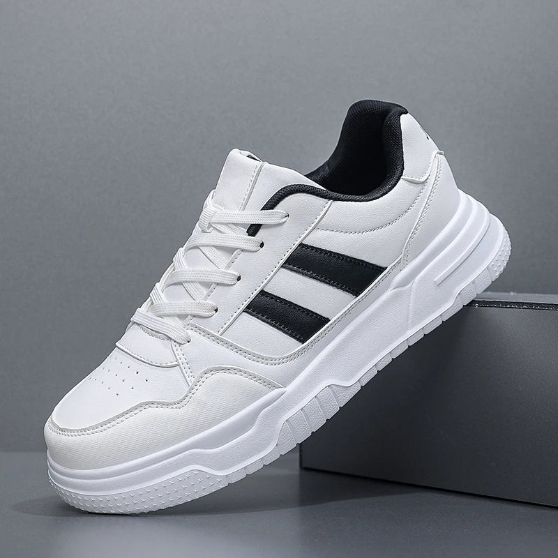 Sanzoog Herren Ledersneaker – Trendige Casual Skateboard-Schuhe mit dicken Sohlen, Plateau & Extra-Groß bis Größe 52