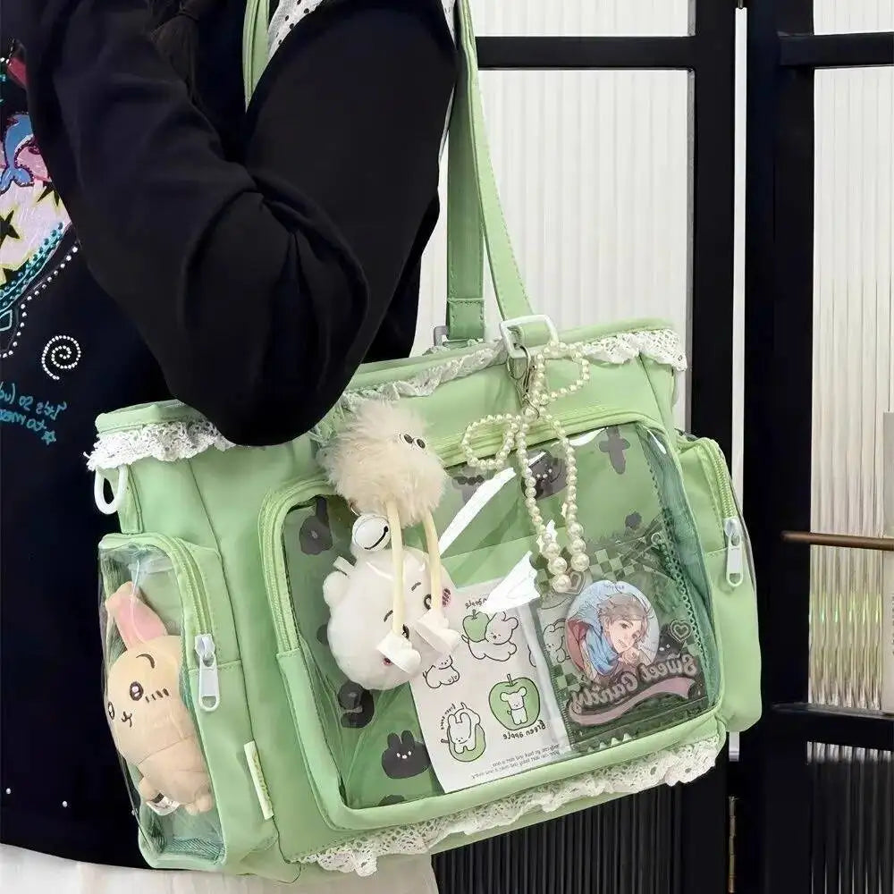 Y2K Ita Bag Damen – Sac fourre-tout transparent et bandoulière au style japonais Lolita, grand sac fourre-tout DIY Display 