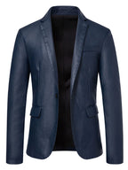 Veste en cuir PU pour hommes, coupe ajustée – Blazer décontracté au travail de pointe pour les repas et les herbes