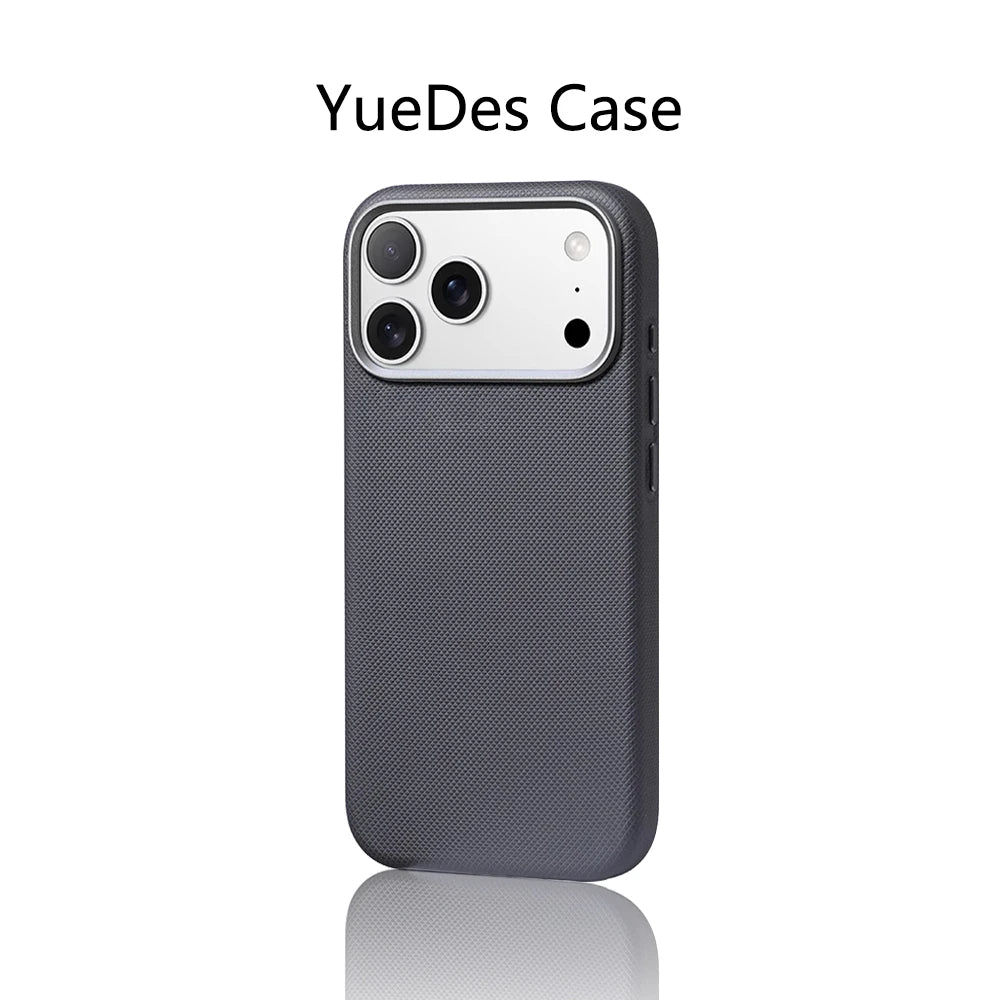 Funda de cuero de lujo con textura de diamante y MagSafe para iPhone 13-17 Pro Max - Funda de cubierta completa con protección de cámara metálica y carga inalámbrica