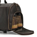 Luufan Business Leder Trolley Reisetasche mit Rollen – Hochwertige Crazy Horse Echtleder Reisetasche für Herren mit Schuhfach & Kleidersack