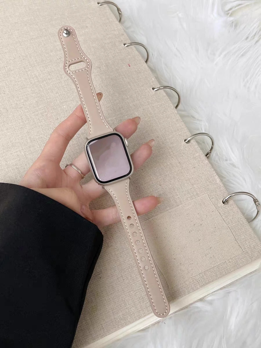 Elegantes Leder Loop Armband für Apple Watch Damen – Hochwertiges Leather Strap 38–46 mm & 49 mm für Series 1–11, SE & Ultra