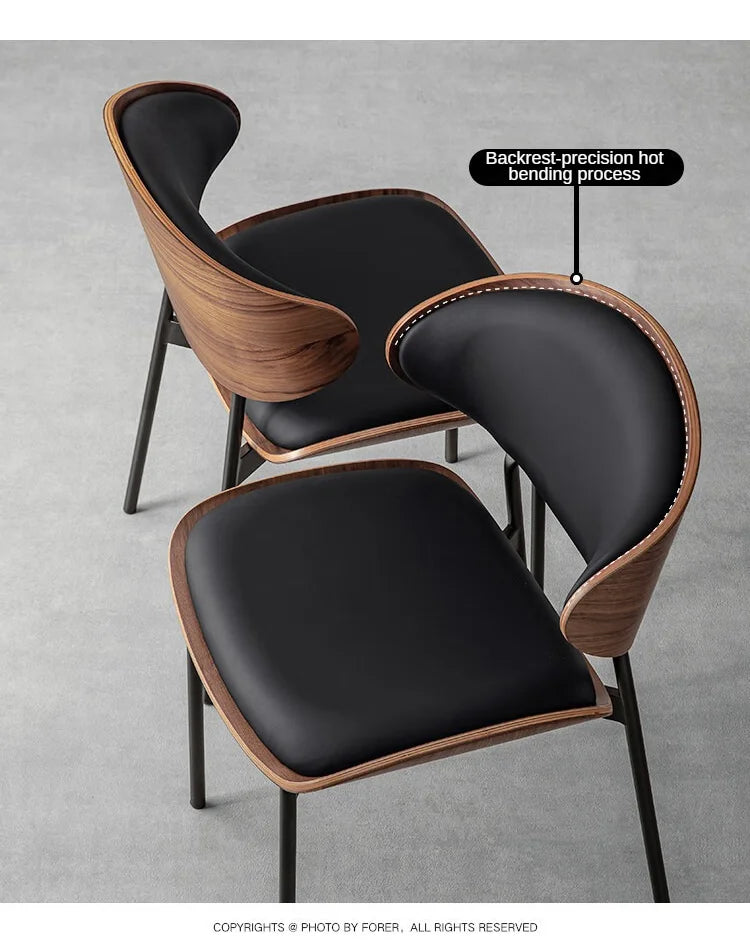 Luxus Designer Esszimmerstuhl aus Leder – Minimalistischer moderner Dining Chair ohne Armlehnen für Wohnzimmer &amp; Essbereich 