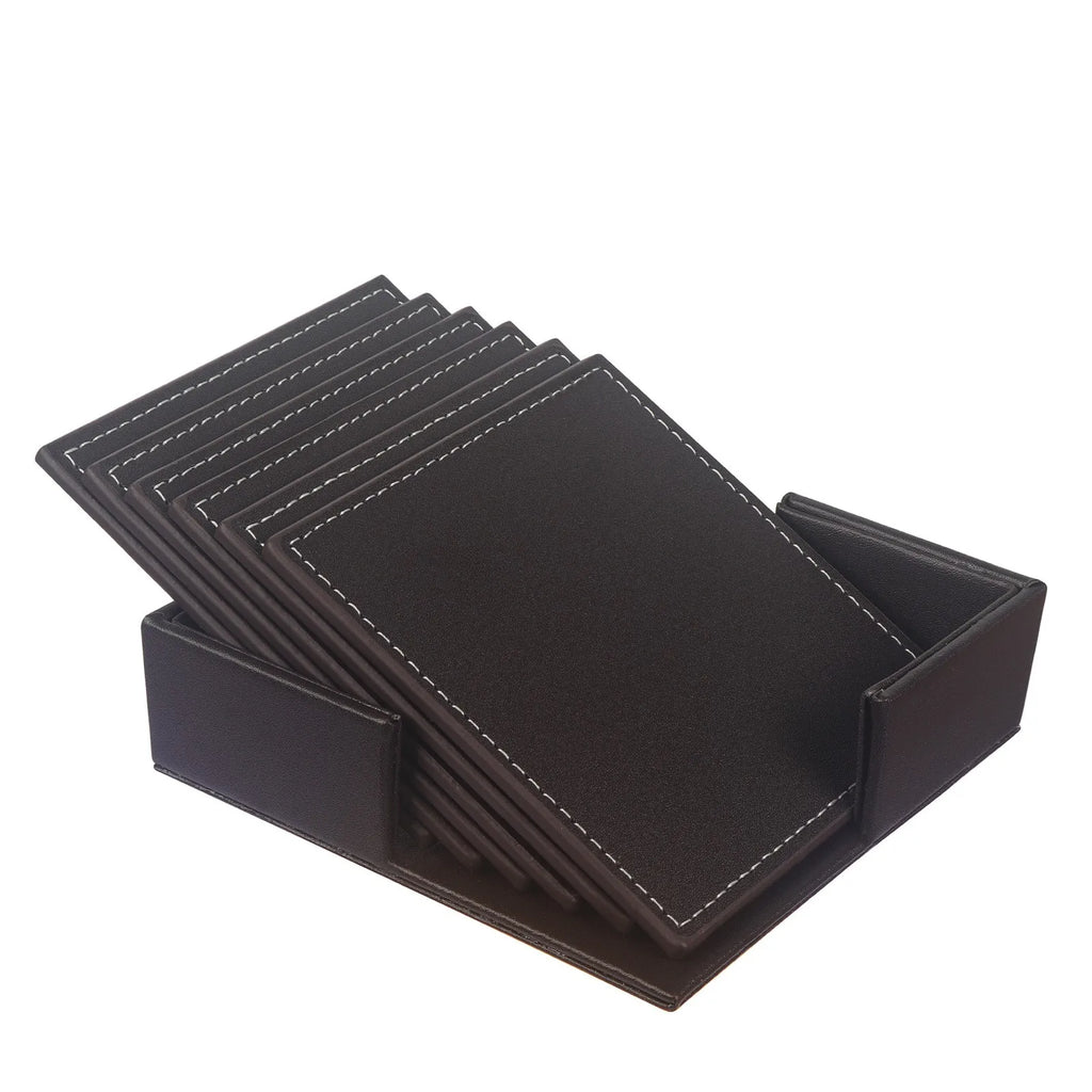 Luxus Leder Untersetzer Set – 6 handgefertigte Getränkeuntersetzer mit Halter für stilvollen Tischschutz & edles Wohndekor