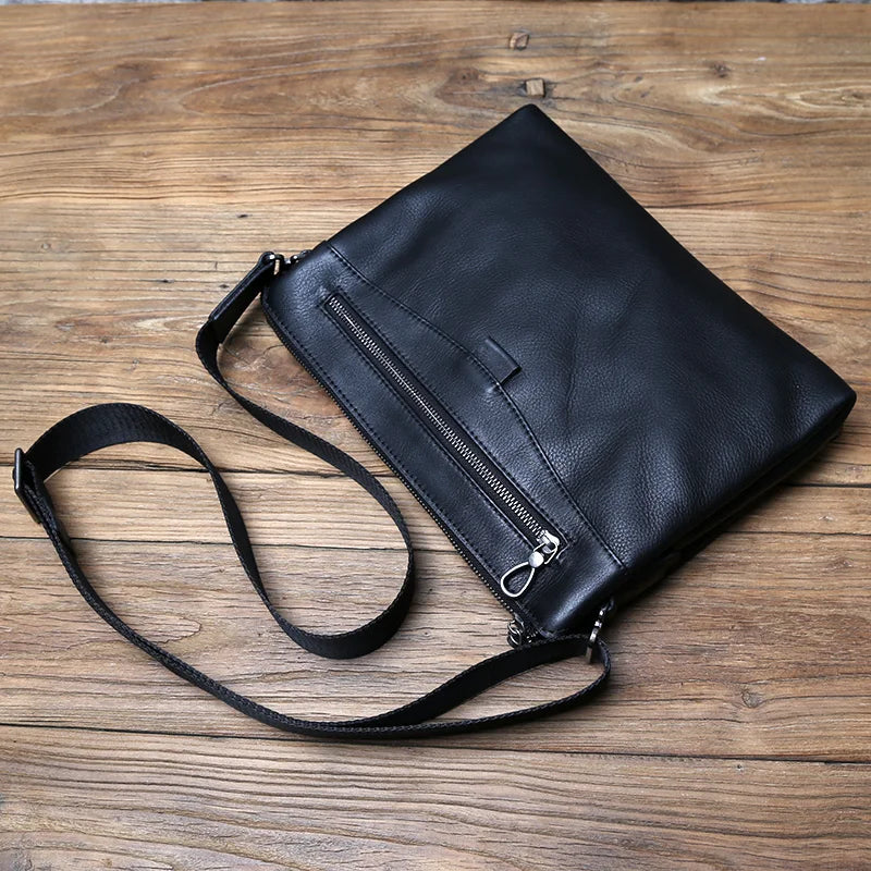 Herren Leder-Umhängetasche – Echtes Rindsleder, Casual Messenger Bag, Horizontal Briefcase für 10" iPad