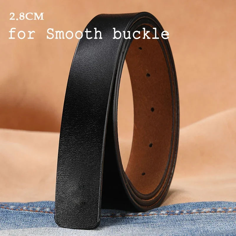 2.8cm 3.0cm 3.3cm 3.5cm 3.8cm Leather Belt Body No Buckle for Smooth Automatic Pin Buckle Belt Strap Without Buckle Men Women