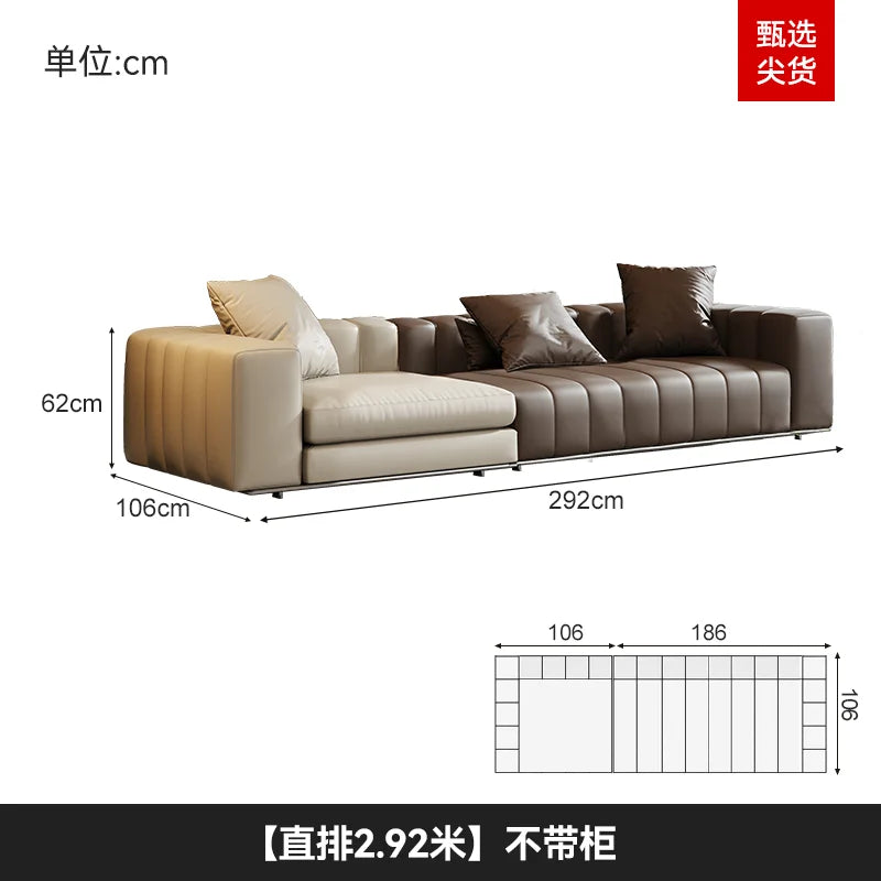 Luxus Lounge Sofa aus Echtleder im nordischen Stil – Kompaktes Designer-Ecksofa mit High-Rebound-Polsterung für modernes Wohnen