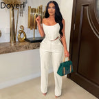 Sexy PU Leder Damen 2-Teiliges Set – Trägerloses Crop Top & High Waist Hose mit weitem Bein, edles Party & Club Outfit