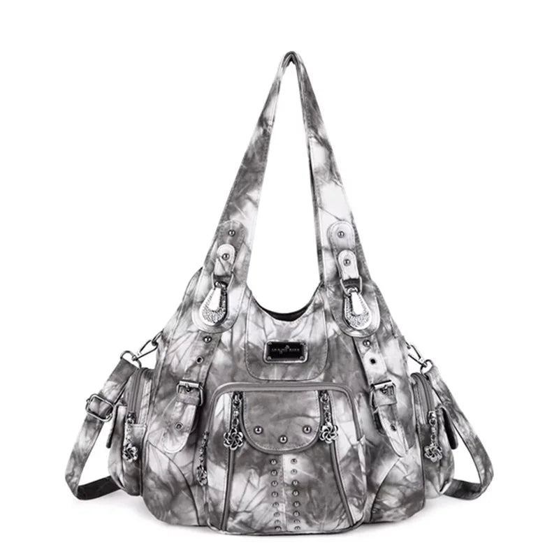 Angelkiss Damen Schultertasche aus PU-Leder – Große Hobo Handtasche mit Reißverschluss, Crossbody & Satchel für Alltag & Party