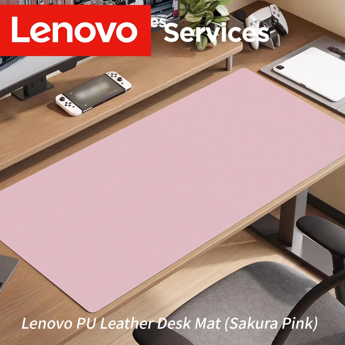 Große Leder Schreibtischunterlage von Lenovo – Wasserdichte & hitzebeständige Desk Mat für Büro, Gaming & Laptop