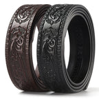 Luxuriöser Herren Ledergürtel mit Automatikverschluss – Schwarz Braun