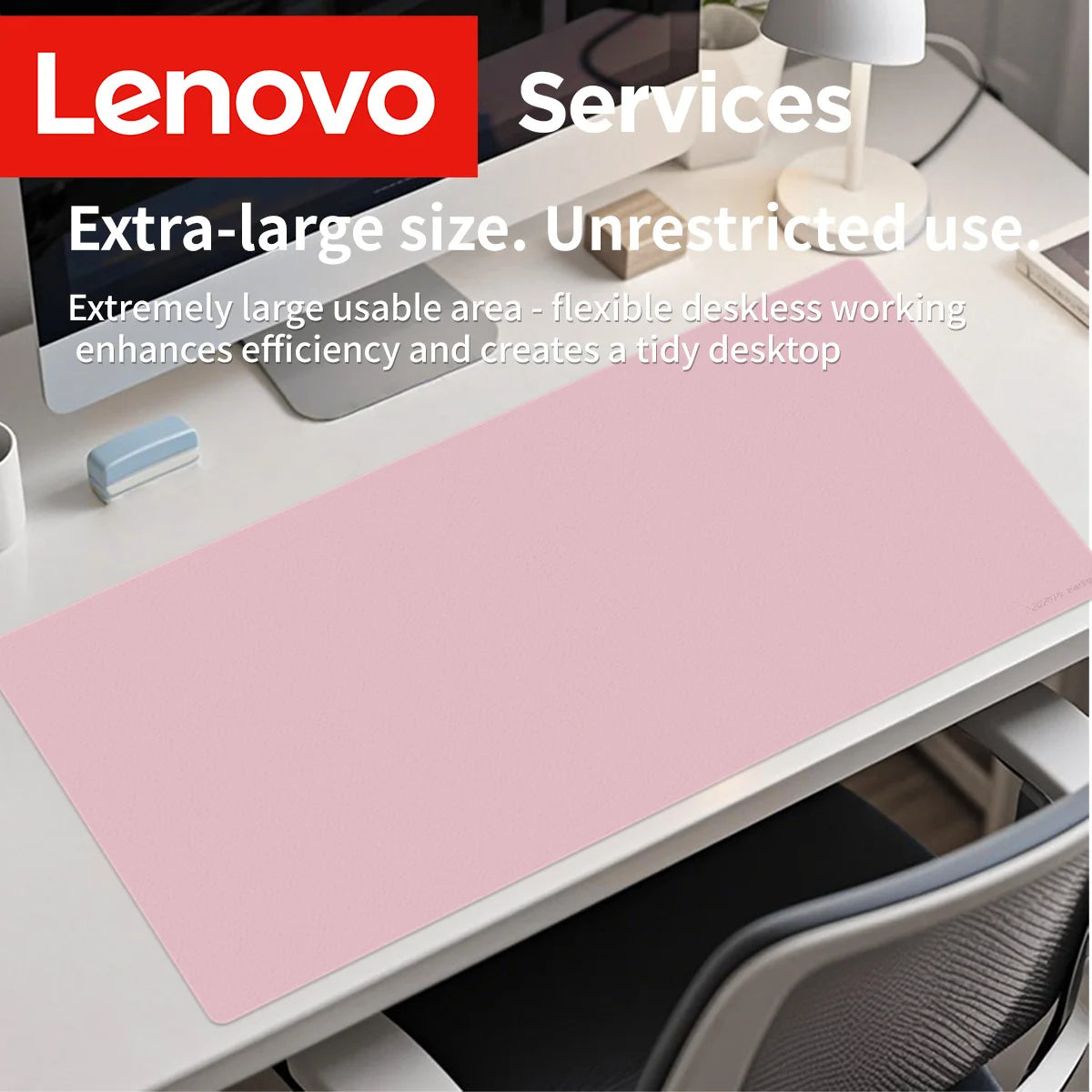 Große Leder Schreibtischunterlage von Lenovo – Wasserdichte & hitzebeständige Desk Mat für Büro, Gaming & Laptop