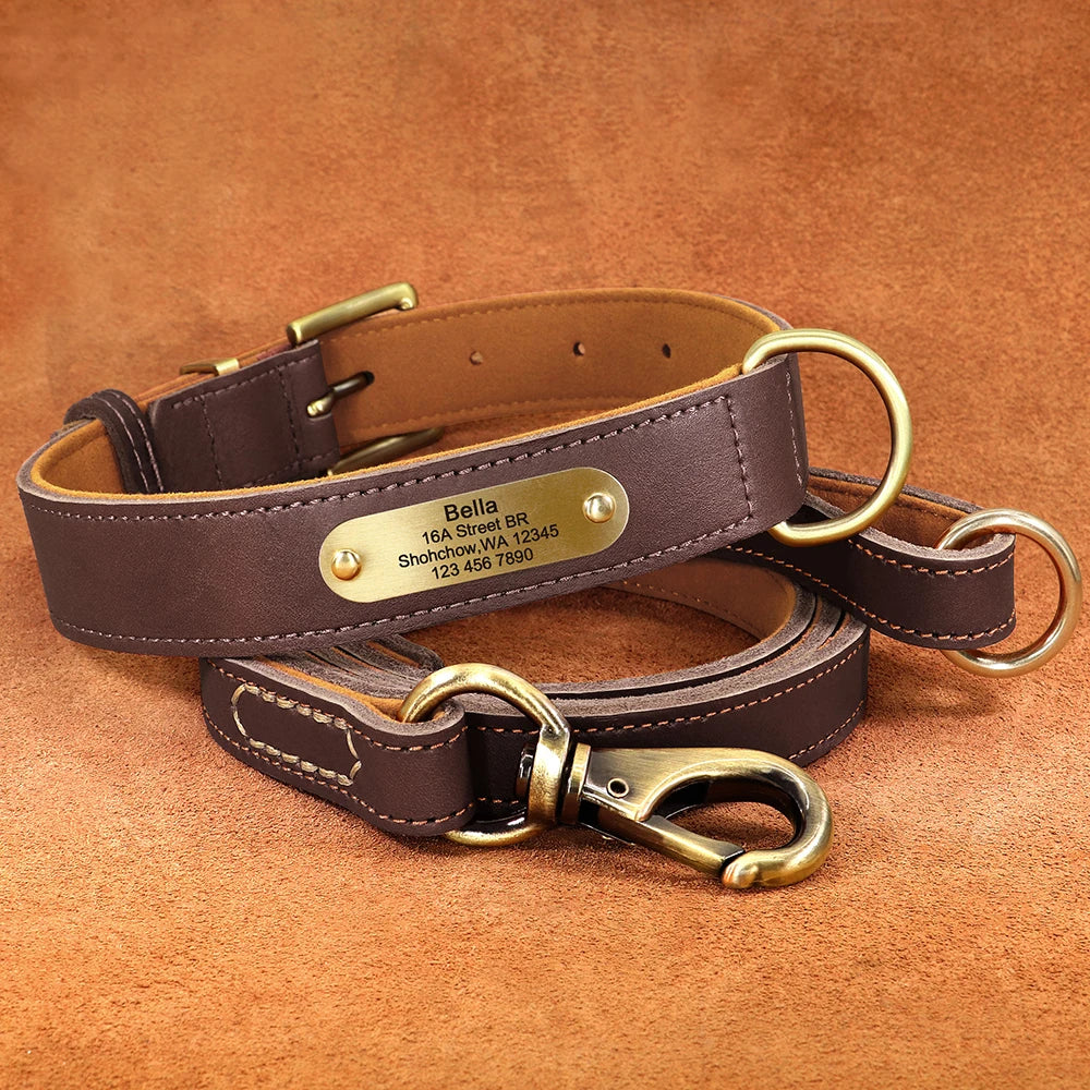 Personalisierbares Leder-Hundehalsband & Leine – Robust, Komfortabel und Individuell Graviert