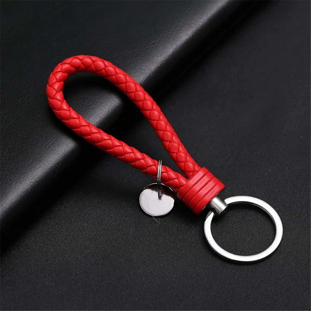 13 cm geflochtener PU-Leder Schlüsselanhänger – Farbiger Keyring für Damen &amp; Herren, modisches Auto- &amp; Taschen-Accessoire mit Metallring