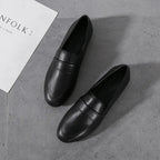 YBQJOO Damen Flats 2025 – Vintage Lederschuhe mit Rundzehen, rutschfest, britischer Stil, flache Alltagsschuhe für Frühling und Herbst